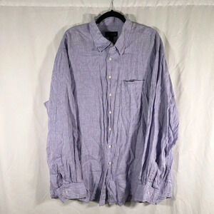 Scott Barber Linen Shirt Men's XXL Solid Purple Long Sleeve Button Up Collared